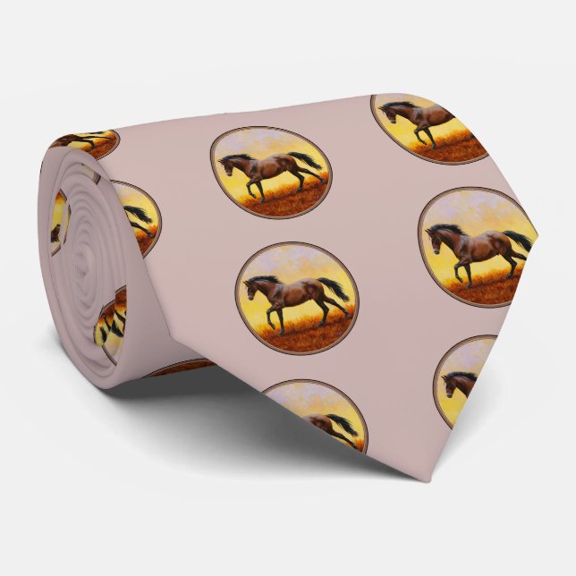 Dark Bay Running Horse Tie (Rolled)