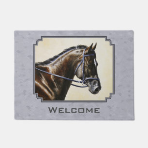 Dark Bay Sport Horse Grey Doormat