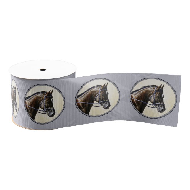 Dark Bay Sport Horse Grey Grosgrain Ribbon (Spool)