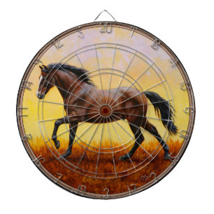 Dark Bay Stallion Horse Galloping Dartboard