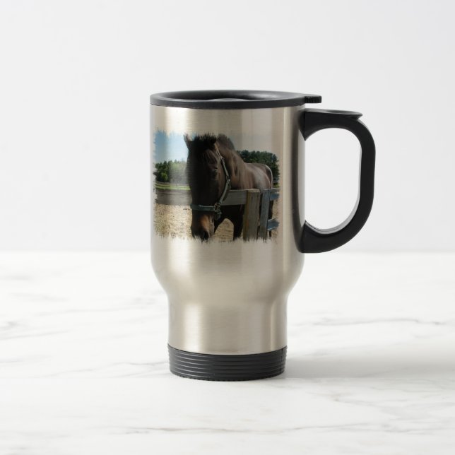 Dark Bay Thoroughbred Horse  Stainless Travel Mug (Right)