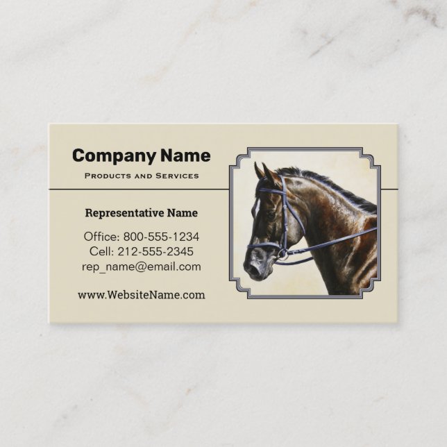 Dark Bay Trakehner Sport Horse Business Card (Front)