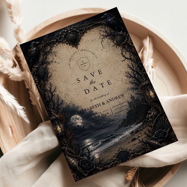 Dark Beach Goth Wedding Save The Date (Creator Uploaded)