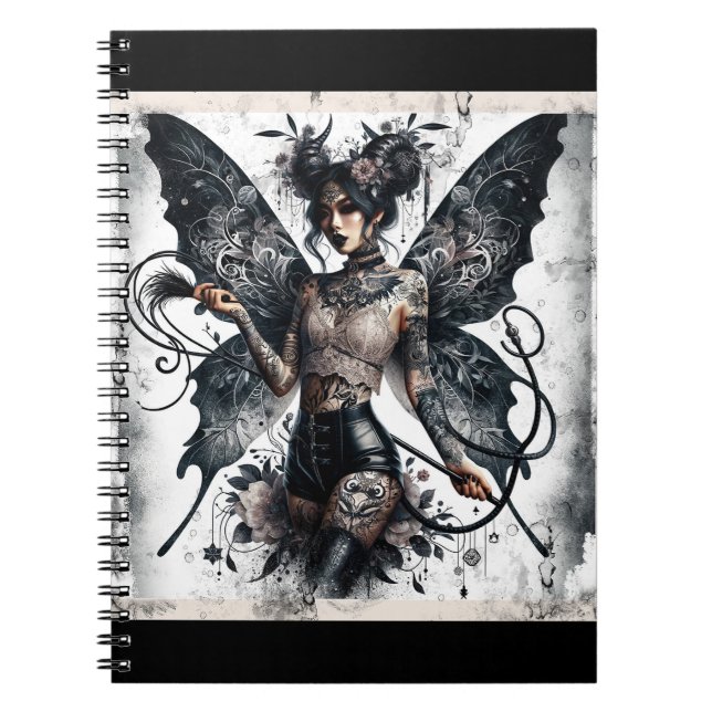 Dark Beauty Gothic Asian Fairy Tattoos & Whip Notebook (Front)