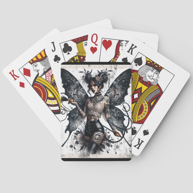 Dark Beauty Gothic Asian Fairy Tattoos & Whip Playing Cards (Back)