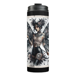 Dark Beauty Gothic Asian Fairy Tattoos & Whip Thermal Tumbler