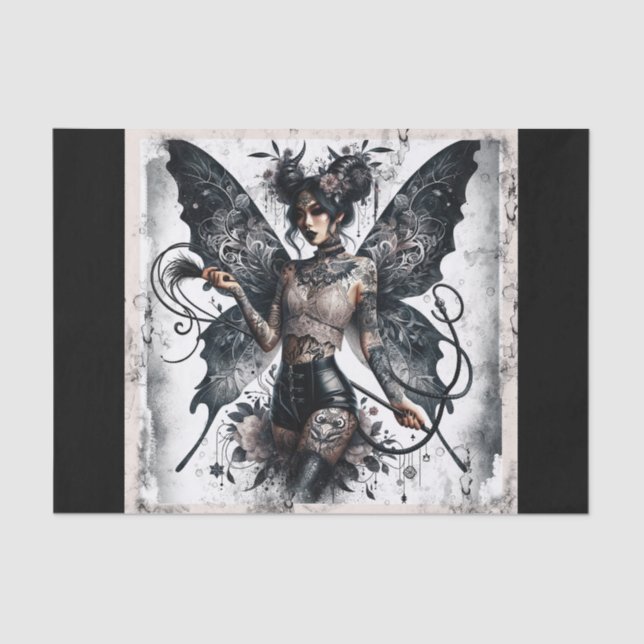 Dark Beauty Gothic Asian Fairy Tattoos & Whip Tissue Paper (Front)