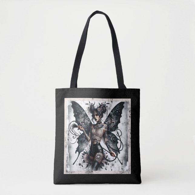 Dark Beauty Gothic Asian Fairy Tattoos & Whip Tote Bag (Front)