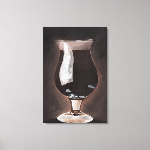 Dark Beer in Tulip Glass Porter Stout Painting Art Canvas Print
