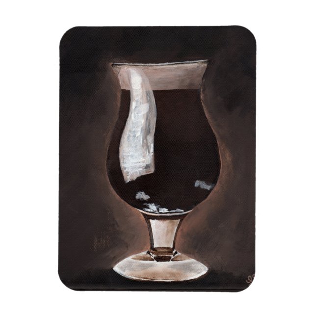Dark Beer in Tulip Glass Porter Stout Painting Art Magnet (Vertical)