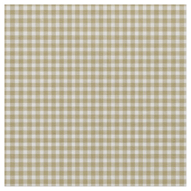 Dark Beige Checkered Gingham Plaid Fabric (Close Up)