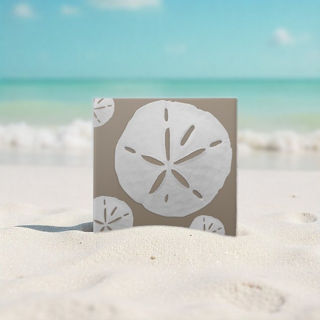 Dark Beige & White Tropical Beach Sand Dollar Tile (Creator Uploaded)