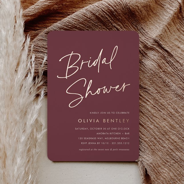 Dark Berry | Boho Minimalist Script Bridal Shower (Creator Uploaded)