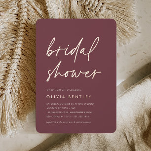 Dark Berry Minimalist Script Bridal Shower