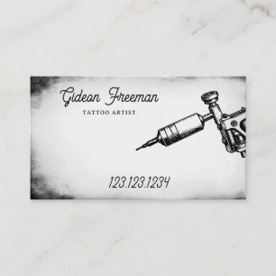 Dark Black and White Tattoo Machine Business Card