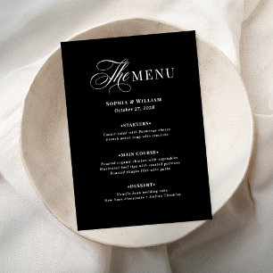 Dark Black and White Wedding Classic Luxe Menu