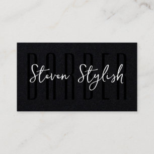 Dark black barber business card