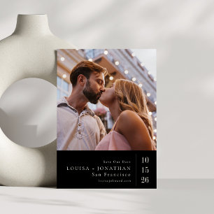 Dark Black Elegant Contemporary Photo Wedding Save The Date