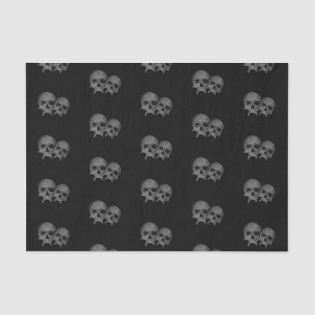 Dark Black Gothic Skull Halloween Costume Party Tissue Paper (Front)