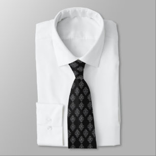Dark Black Intricate Pattern Tie