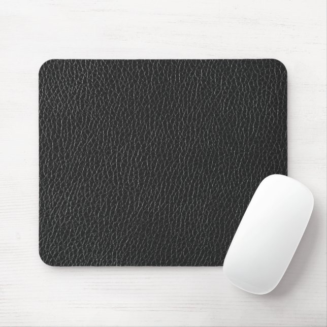 Dark Black Leather Texture Design Office Mouse Mat (With Mouse)