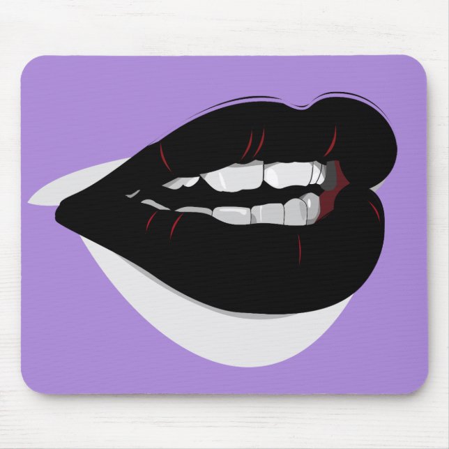 Dark Black Lipstick Lips Mouse Mat (Front)