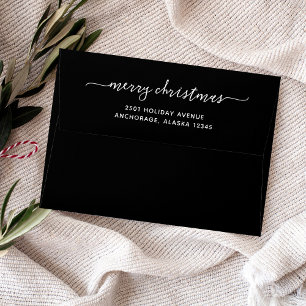 Dark Black   Merry Christmas Envelope