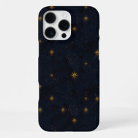 Dark Black Moddy Night Sky Gold Stars