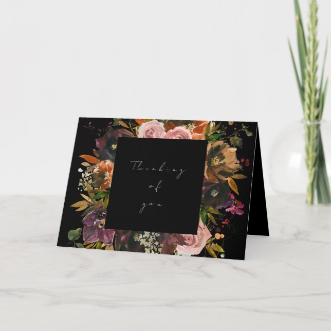 Dark Black Moody Autumn Fall Thinking of You Card (Front)