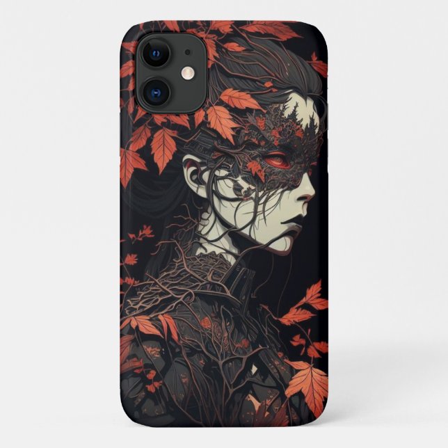 dark black orange fire anime girl bad devil Case-Mate iPhone case (Back)