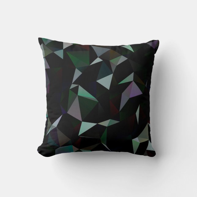 Dark Black triangle mosaic pattern. Geometric illu Cushion (Front)