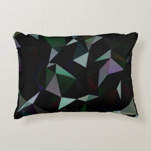 Dark Black triangle mosaic pattern. Geometric illu Decorative Cushion