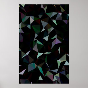 Dark Black triangle mosaic pattern. Geometric illu Poster