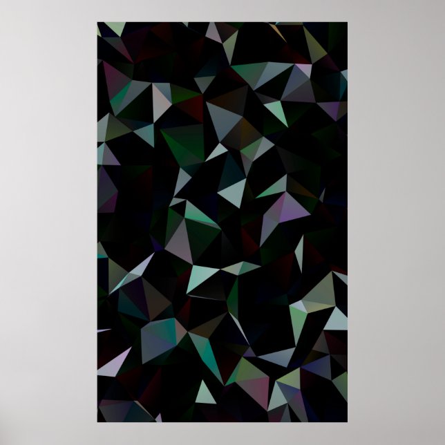 Dark Black triangle mosaic pattern. Geometric illu Poster (Front)