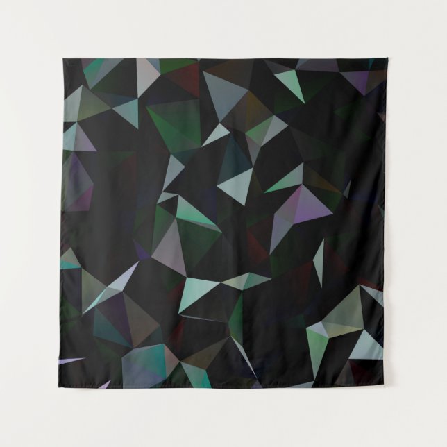 Dark Black triangle mosaic pattern. Geometric illu Tapestry (Front)