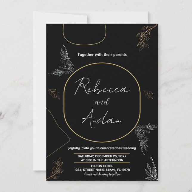 Dark Black Wedding Invitations (Front)