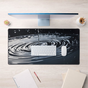 dark black wet water drops reflections desk mat