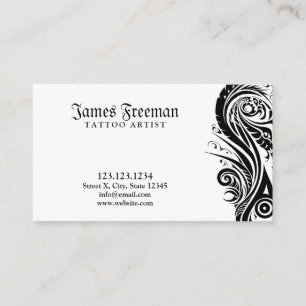 Dark Black & White Tribal Tattoo Artist Tattooist Business Card