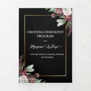 Dark Bloom Croning Ceremony Program Tri-Fold Invitation