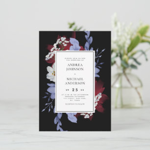 Dark Bloom Night Garden Goth Floral Black Wedding Invitation