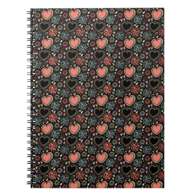 Dark Blooms Delight: Floral Seamless Pattern Notebook (Front)