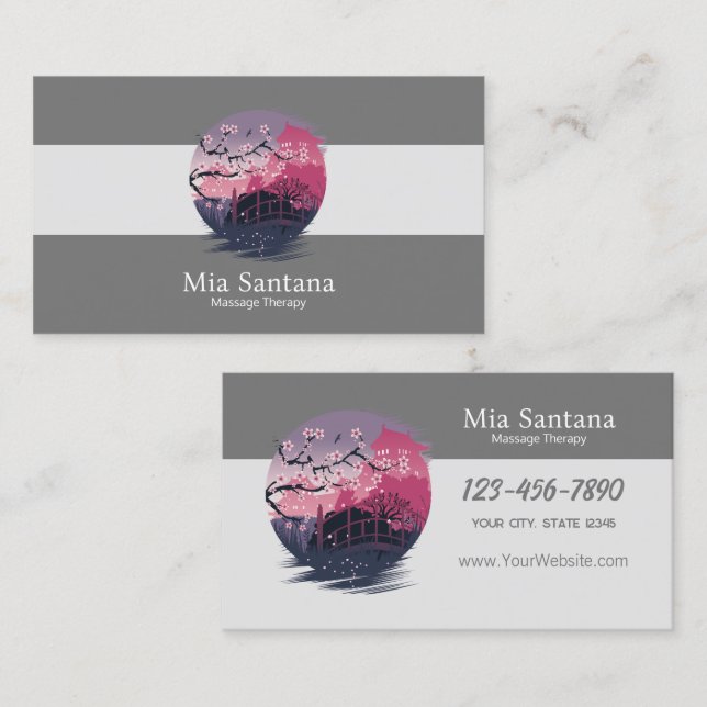 Dark Blossom Massage Therapy Business Card (Front/Back)