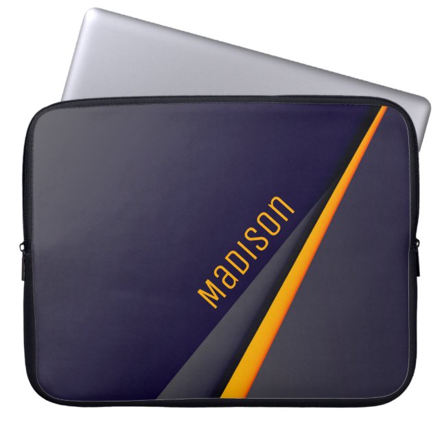 Dark Blue Abstract Background and Customization Laptop Sleeve (Front)