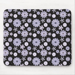 Dark Blue Abstract Flower pattern Mouse Mat
