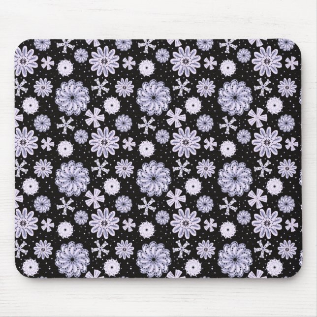 Dark Blue Abstract Flower pattern Mouse Mat (Front)