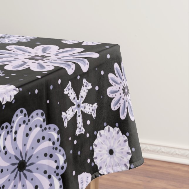 Dark Blue Abstract Flower pattern Tablecloth (In Situ)