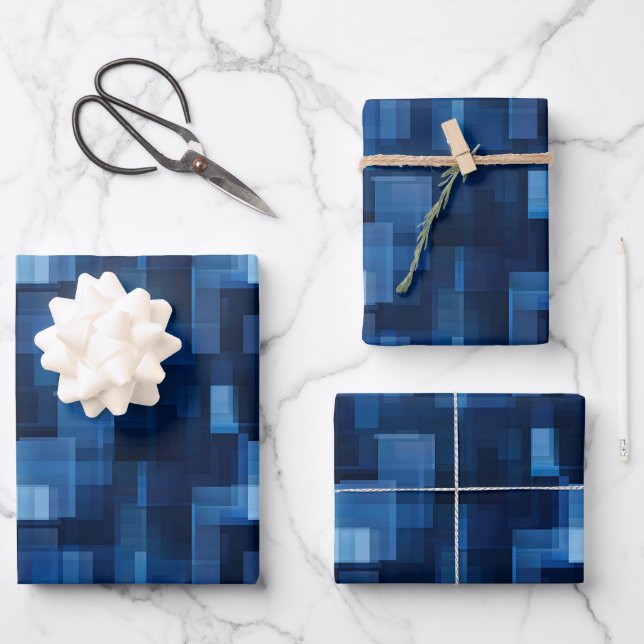 Dark Blue Abstract Paint  Wrapping Paper Sheet (Front)