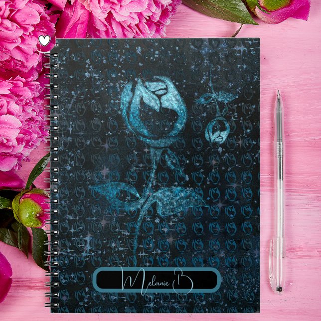 Dark blue abstract pattern with roses  notebook (Creator Uploaded)