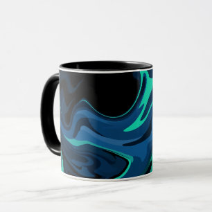 Dark Blue Abstract Swirl Pattern Mug