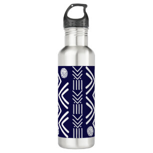 Dark Blue African Bogolan Designer Water Bottle
